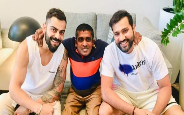 Virat Kohli and Rohit Sharma with Gayan Senanayake (Image Source: Twitter)