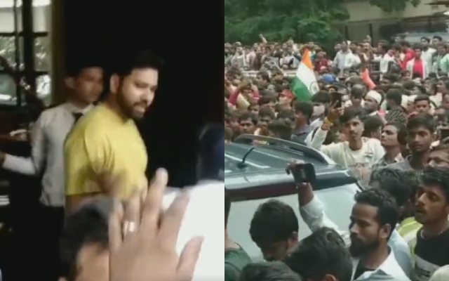 Fans outside the hotel to see Indian captain Rohit Sharma. (Photo Source: Twitter)