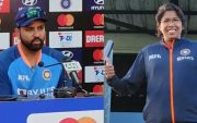 Rohit Sharma and Jhulan Goswami (Image Source: Twitter)