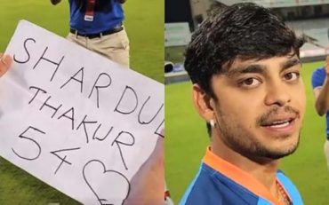Ishan Kishan with a special note for Shardul Thakur (Image Source: Twitter)