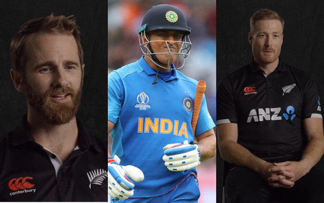 Kane Williamson, MS Dhoni and Martin Guptill (Image Source: Twitter/Getty Images)