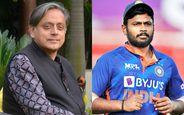 Shashi Tharoor & Sanju Samson (Photo Source: Twitter)