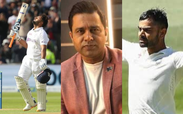 Rishabh Pant, Aakash Chopra and Virat Kohli (Pic Source-Twitter)