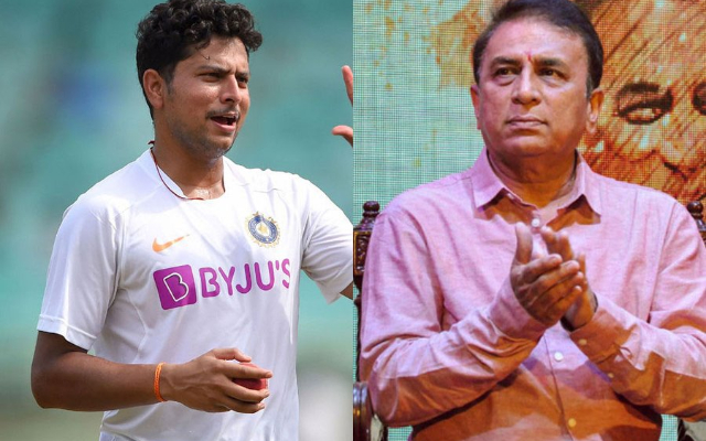 Sunil Gavaskar and Kuldeep Yadav (Pic Source-Twitter)