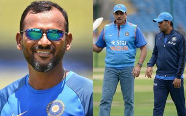 R Sridhar, MS Dhoni and Ravi Shastri (Image Source: Getty Images)