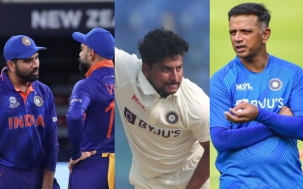 Virat Kohli, Rohit Sharma, Kuldeep Yadav and Rahul Dravid (Image Source: BCCI)