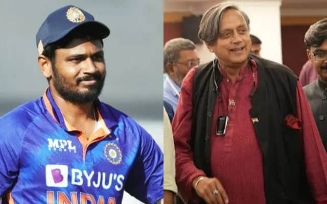 Sanju Samson and Sashi Tharoor (Pic Source-Twitter)