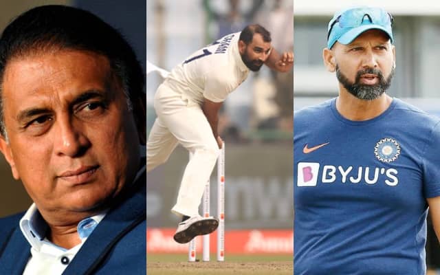 Sunil Gavaskar, Mohammed Shami and Paras Mhambrey (Pic Source-Twitter)