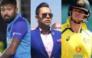 Hardik Pandya, Aakash Chopra and Steve Smith (Pic Source-Twitter)