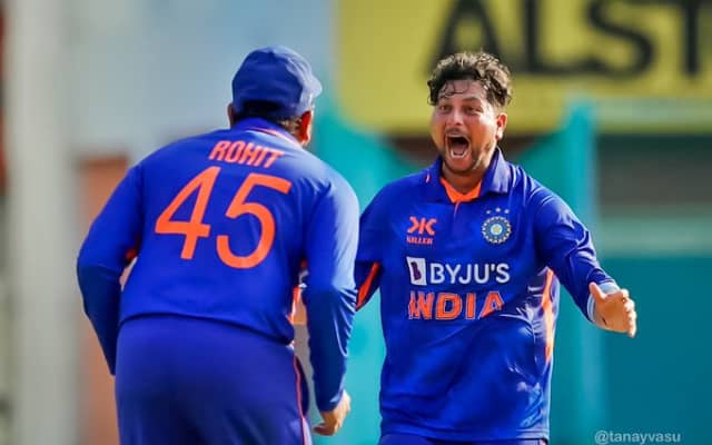 Kuldeep Yadav Rohit Sharma (Photo Source: Twitter)