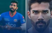 Jasprit Bumrah and Sandeep Warrier (Pic Source-Twitter)