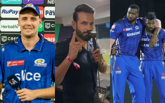Cameron Green, Irfan Pathan, Hardik Pandya and Kieron Pollard. (Image Source: BCCI-IPL/Instagram)