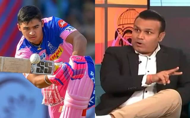 Riyan Parag and Virender Sehwag (Pic Source-Twitter)