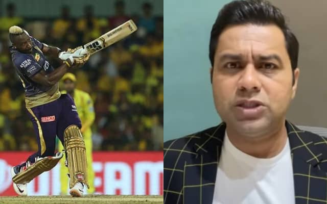 Andre Russell and Aakash Chopra (Pic Source-Twitter)