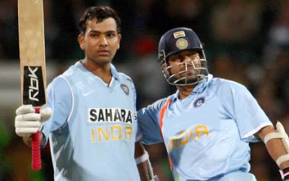 Rohit Sharma and Sachin Tendulkar. (Image Source: Twitter)