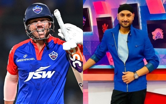 David Warner and Harbhajan Singh (Image Source: IPL-BCCI/Twitter)