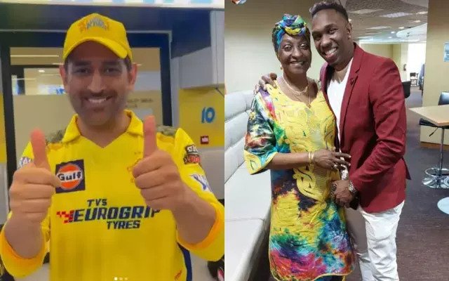 MS Dhoni Dwayne Bravo (Photo Source: Twitter)