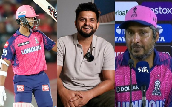 Yashasvi Jaiswal, Suresh Raina and Kumar Sangakkara. (Image Source: BCCI-IPL)