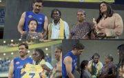 Dhoni and Ziva with special guests. (Image Source: CSK Twitter)