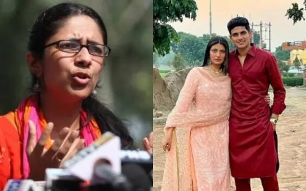 DCW Chairperson and Shubman Gill with his sister. (Image Source: Twitter)