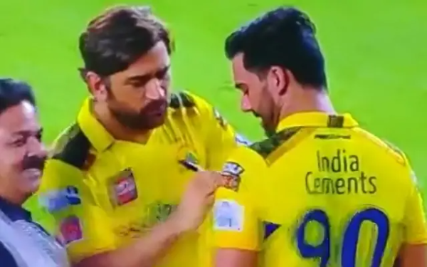 Deepak Chahar and MS Dhoni. (Image Source: Twitter)