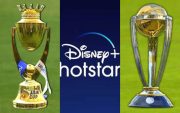 Asia Cup, Disney+Hotstar and World Cup Trophy. (Image Source: Twitter)