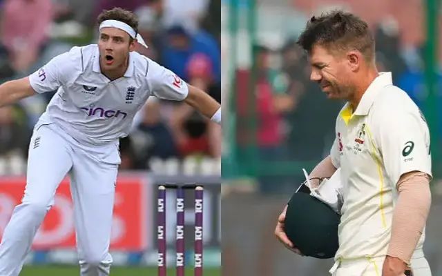 Stuart Broad and David Warner (Image Credit- Twitter)