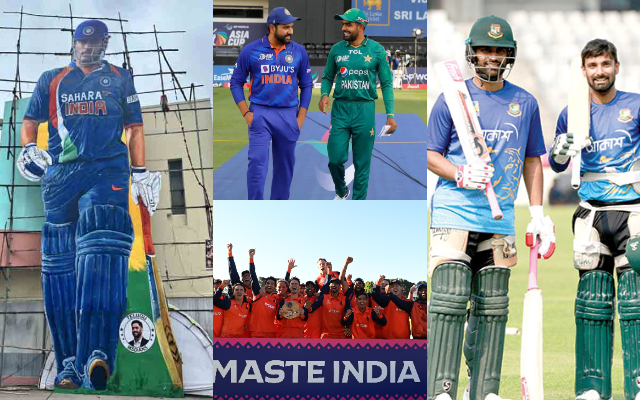 MS Dhoni, Rohit-Babar, Netherlands and Tamim-Das. (Image Source: Twitter/Getty Images)