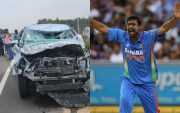 Damaged Car and Praveen Kumar. (Image Source: Twitter/Getty Images)