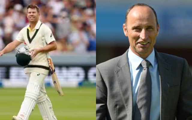 David Warner and Nasser Hussain (Pic Source-Twitter)