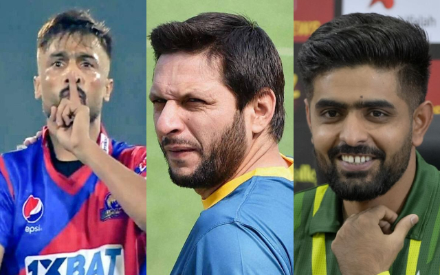 Mohammad Amir, Shahid Afridi and Babar Azam. (Image Source: Getty Images)