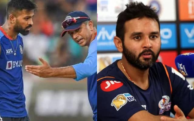 Hardik Pandya, Rahul Dravid and Partiv Patel (Pic Source-Twitter)