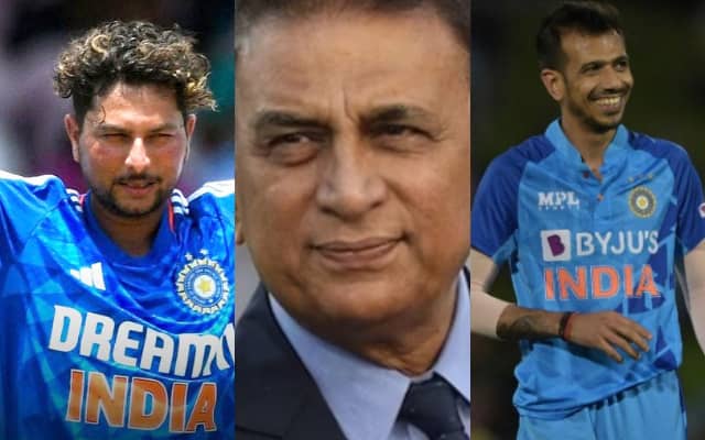 Kuldeep Yadav, Sunil Gavaskar and Yuzvendra Chahal (Pic Source-Twitter) 