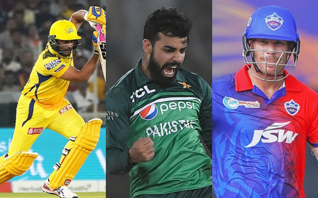 Ambati Rayudu, Shadab Khan and David Warner. (Image Source: IPL/Getty Images)