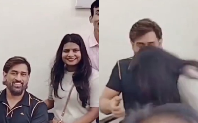 MS Dhoni with a Fan. (Image Source: Twitter)