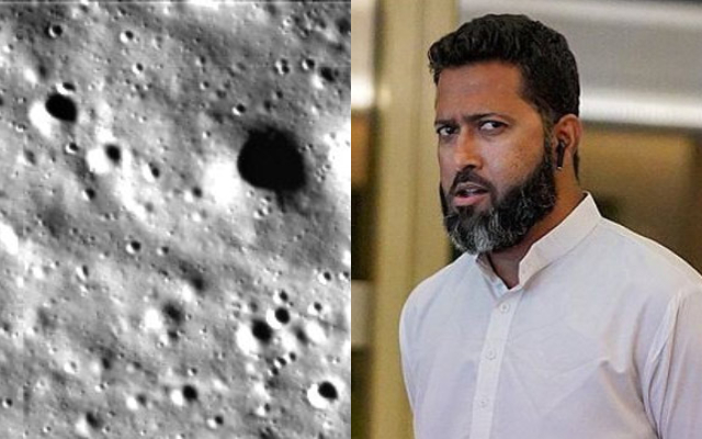 Moon Surface and Wasim Jaffer. (Image Source: Twitter)