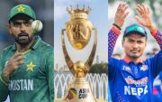 Babar Azam, Asia Cup Trophy and Rohit Paudel. (Image Source: Twitter/Getty Images)