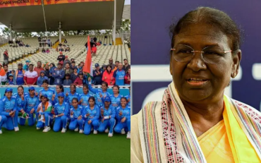 Indian Women Team For Blind and President of India Droupadi Murmu. (Image Source: Twitter)