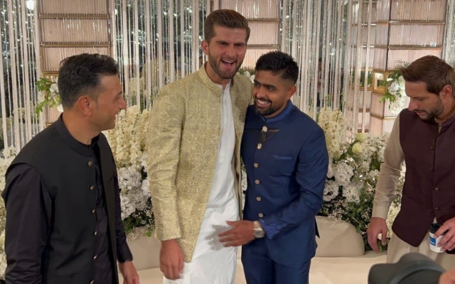 Shaheen Afridi and Babar Azam. (Image Source: Twitter/X)