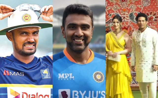 Danushka Gunathilaka, R Ashwin and Sachin Tendulkar. (Image Source: Getty Images/X)