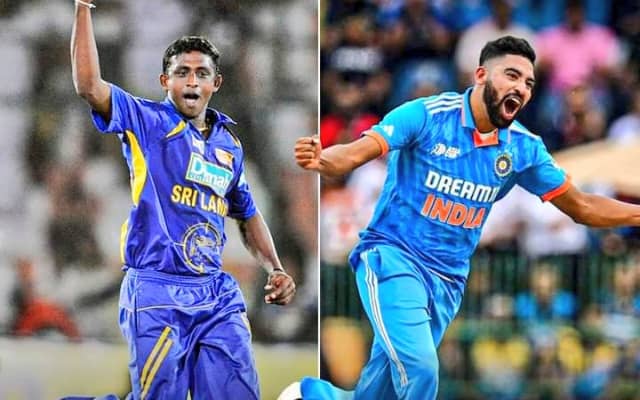 Ajantha Mendis and Mohammad Siraj (Pic Source-Twitter)