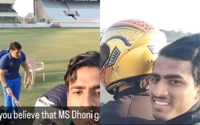 A lucky fan with MS Dhoni. (Image Source: X/Twitter)