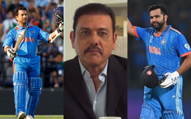 Sachin Tendulkar, Ravi Shastri and Rohit Sharma. (Image Source: Getty Images/X)