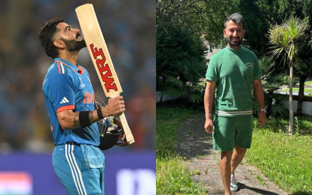Virat Kohli and Cheteshwar Pujara. (Image Source: X/Instagram)