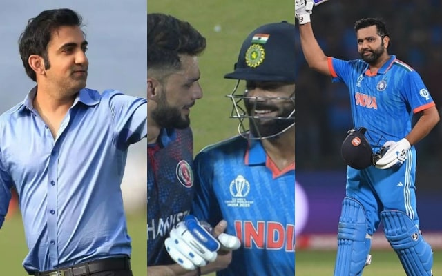 Gautam Gambhir, Virat Kohli-Naveen-ul-Haq and Rohit Sharma. (Image Source: Getty Images/X)