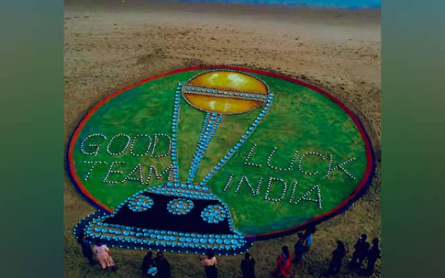 ICC World Cup Trophy Sand Sculpture (Pic Source-Twitter)