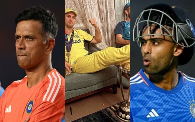 Rahul Dravid, Mitchell Marsh and Suryakumar Yadav. (Image Source: Getty Images)
