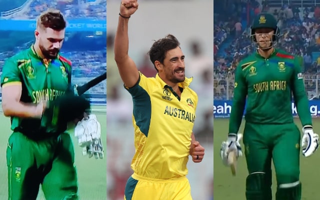 Rassie van der Dussen, Mitchell Starc and Aiden Markram. (Image Source: X)