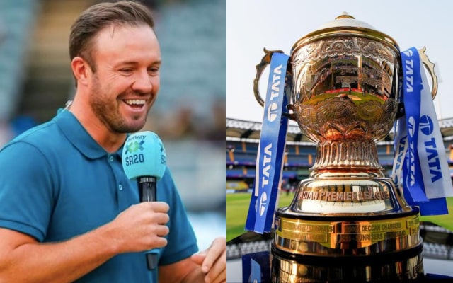 AB de Villiers and IPL Trophy. (Image Source: X/BCCI-IPL)