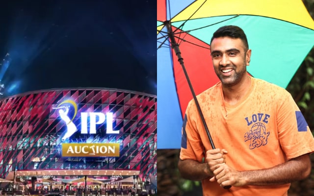 IPL Auction and R Ashwin. (Image Source: IPL X/Instagram)